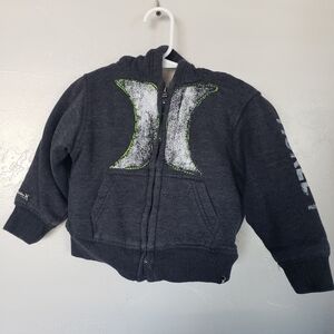Hurley Toddler Boy Blue Jacket Sherpa Lined Full Zip Hooded White Logo
